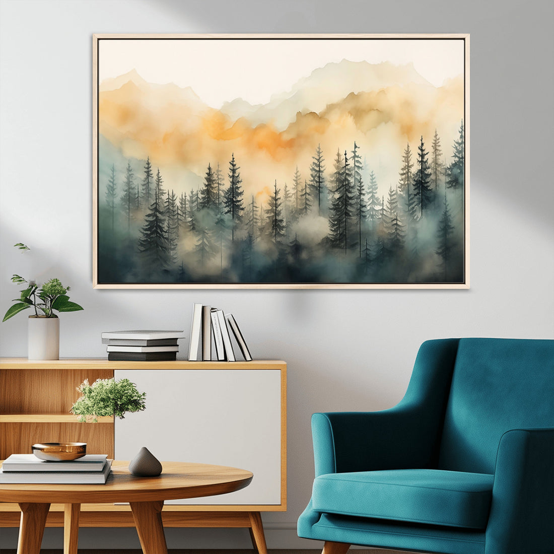 Abstract Forest Print | Mountain Wall Art | Autumn Landscape Canvas Print