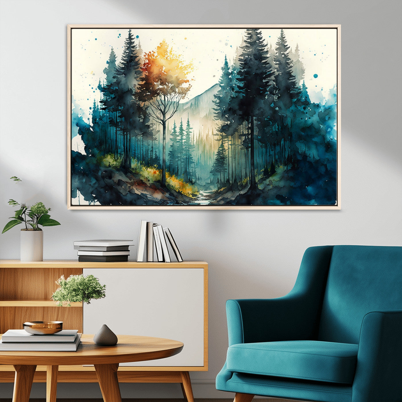MGV-FC-36X24 - Watercolor Trees Forest Abstract Wall Art Canvas Print