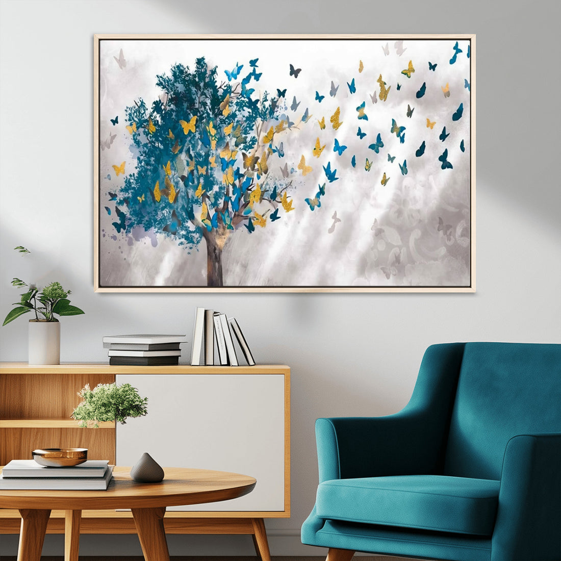 Tree Butterfly Abstract Tree and Butterfly Wall Art Canvas Print