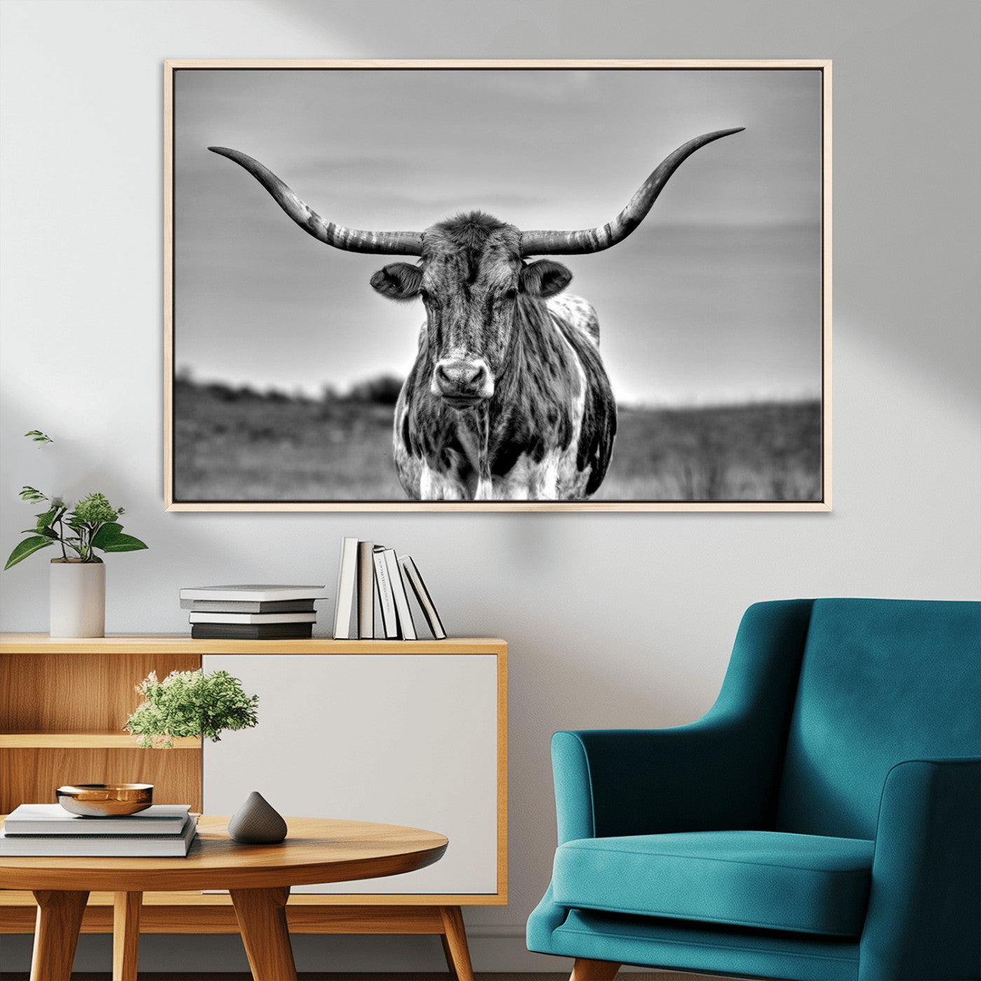 MGV-FC-36X24 - Texas Longhorn Cpw Wall Art, Texas Longhorn Canvas, Cattle Canvas Print