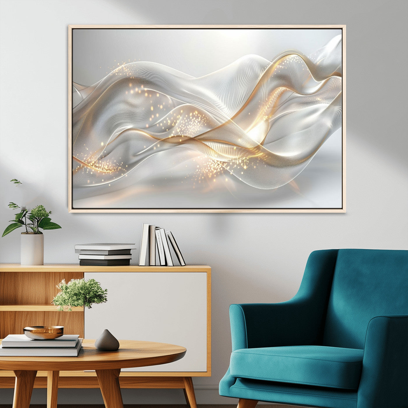 -Abstract art Grey and Gold Lines Wall Art