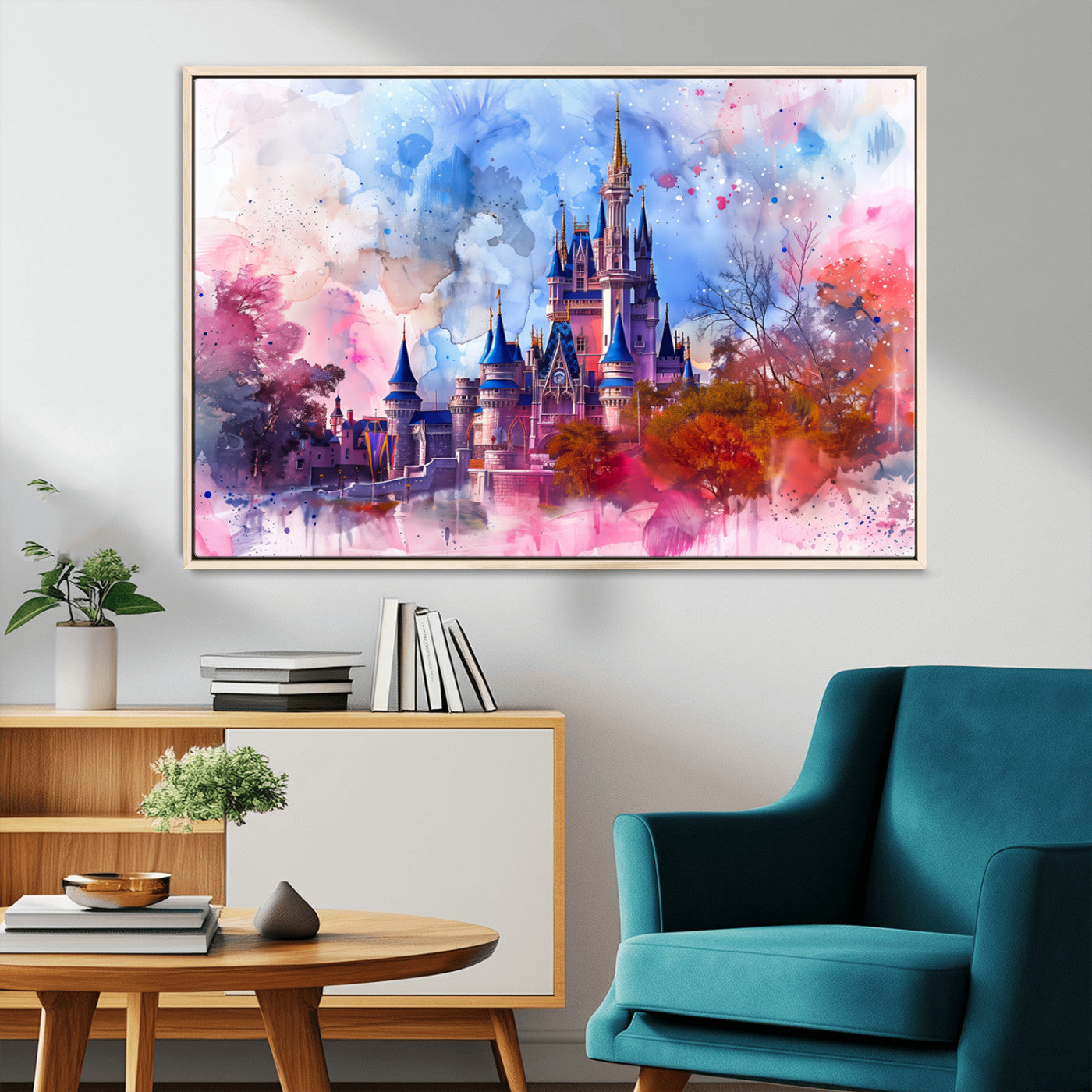 MGV-FC-36X24 - Disney Wall Art: Dreamy Watercolor Cinderella Castle Canvas Print