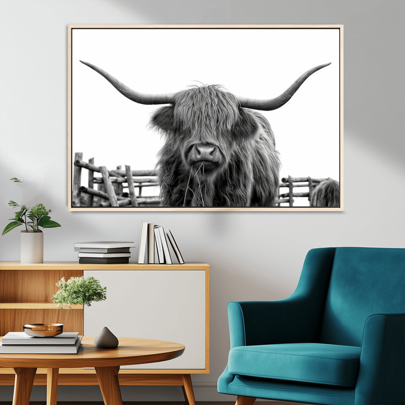 -Longhorn Canvas Print, Bighorn Cow Wall Art Canvas Print