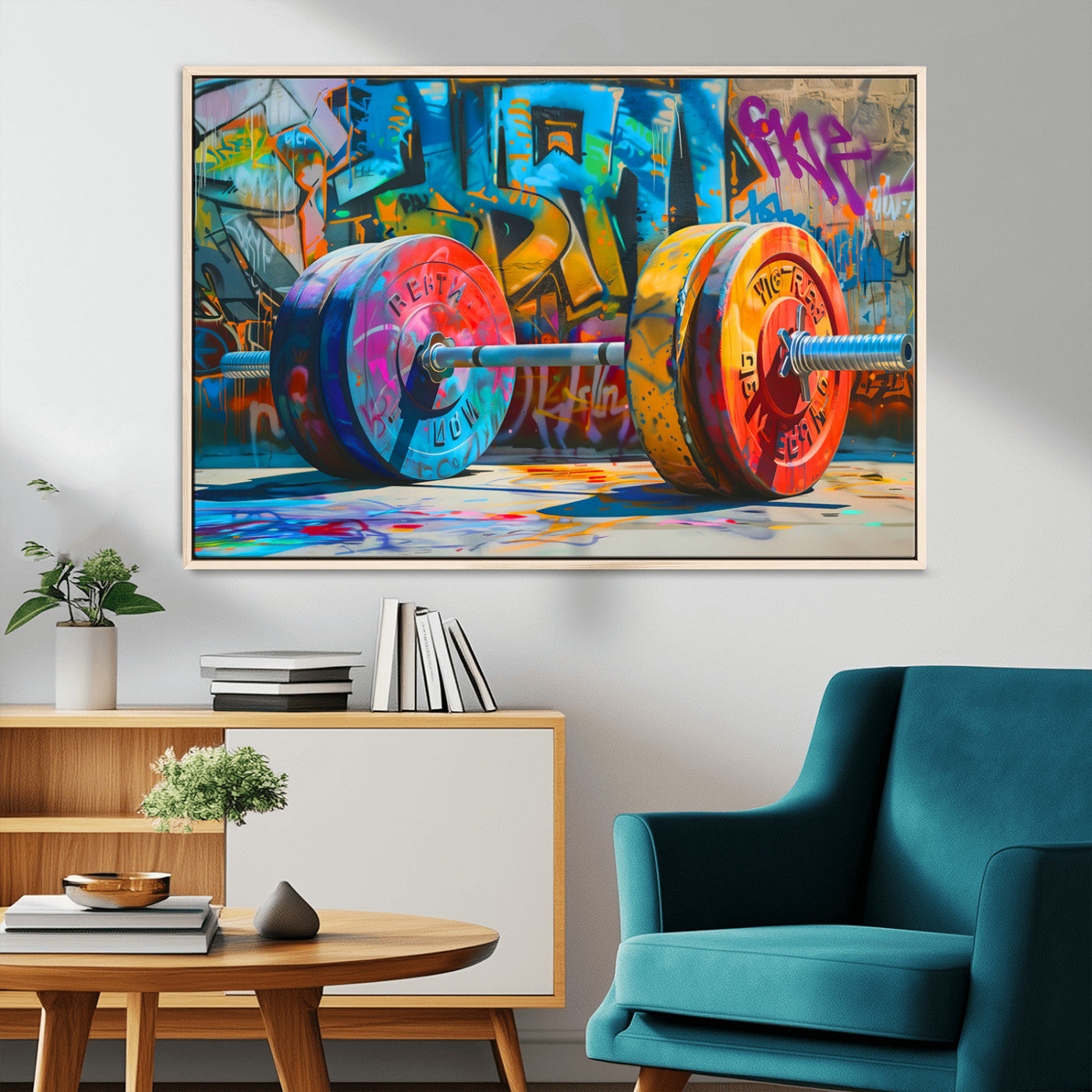 MGV-FC-36X24 - Fitness Gym Barbell Graffiti Wall Art Canvas Print