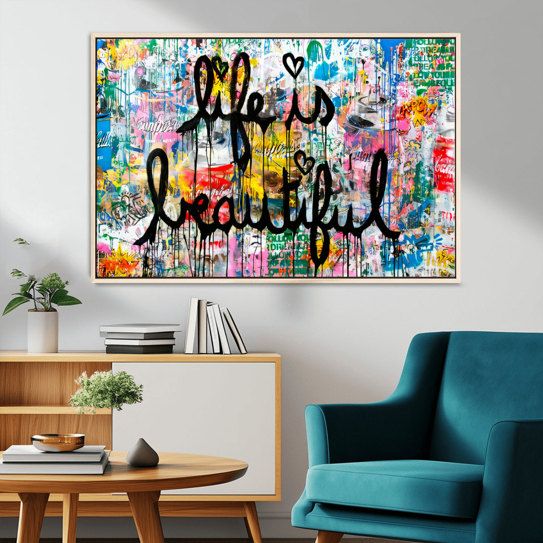 Life Beautiful Art Print | Banksy Graffiti Wall Art Canvas Print