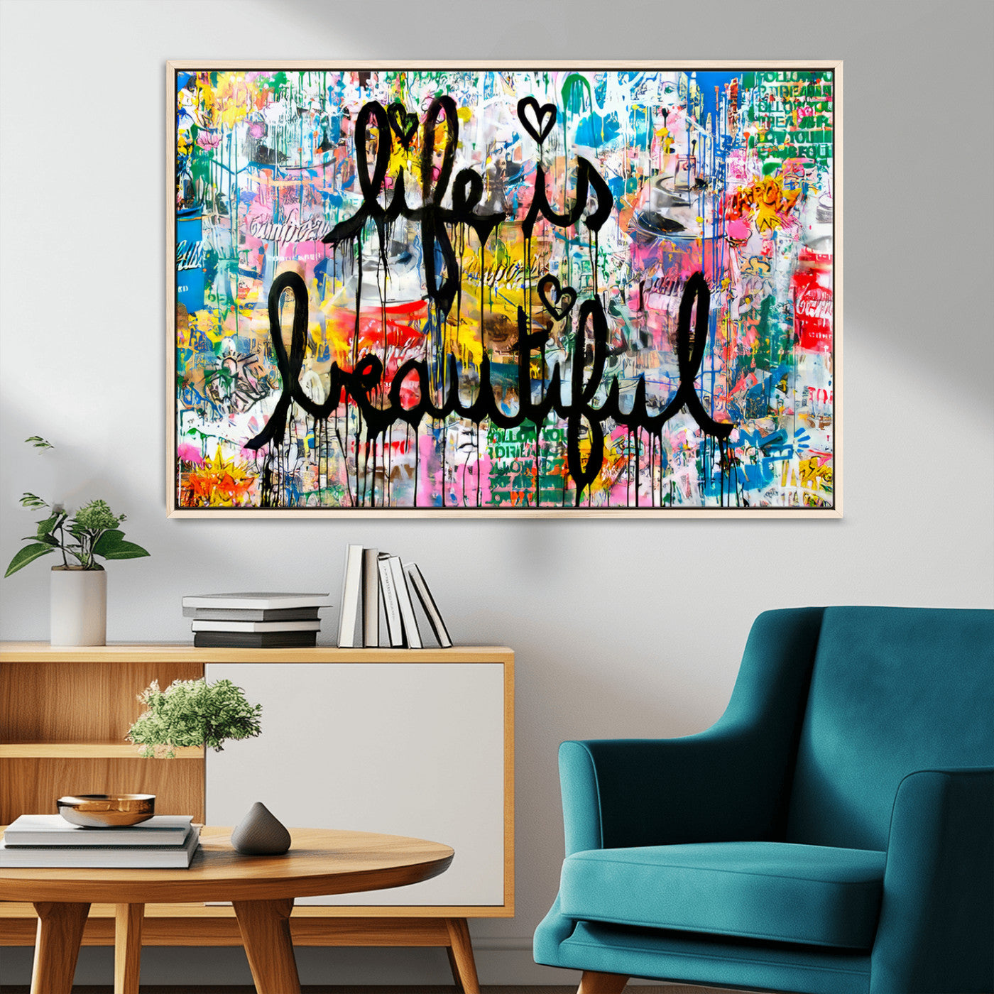 MGV-FC-36X24 - Life Beautiful Wall Art Canvas Print | Graffiti Wall Art Canvas Print