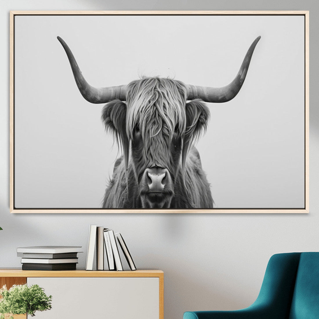 Farmhouse Longhorn Wall Art Canvas Print, Longhorn Texas Wall Art