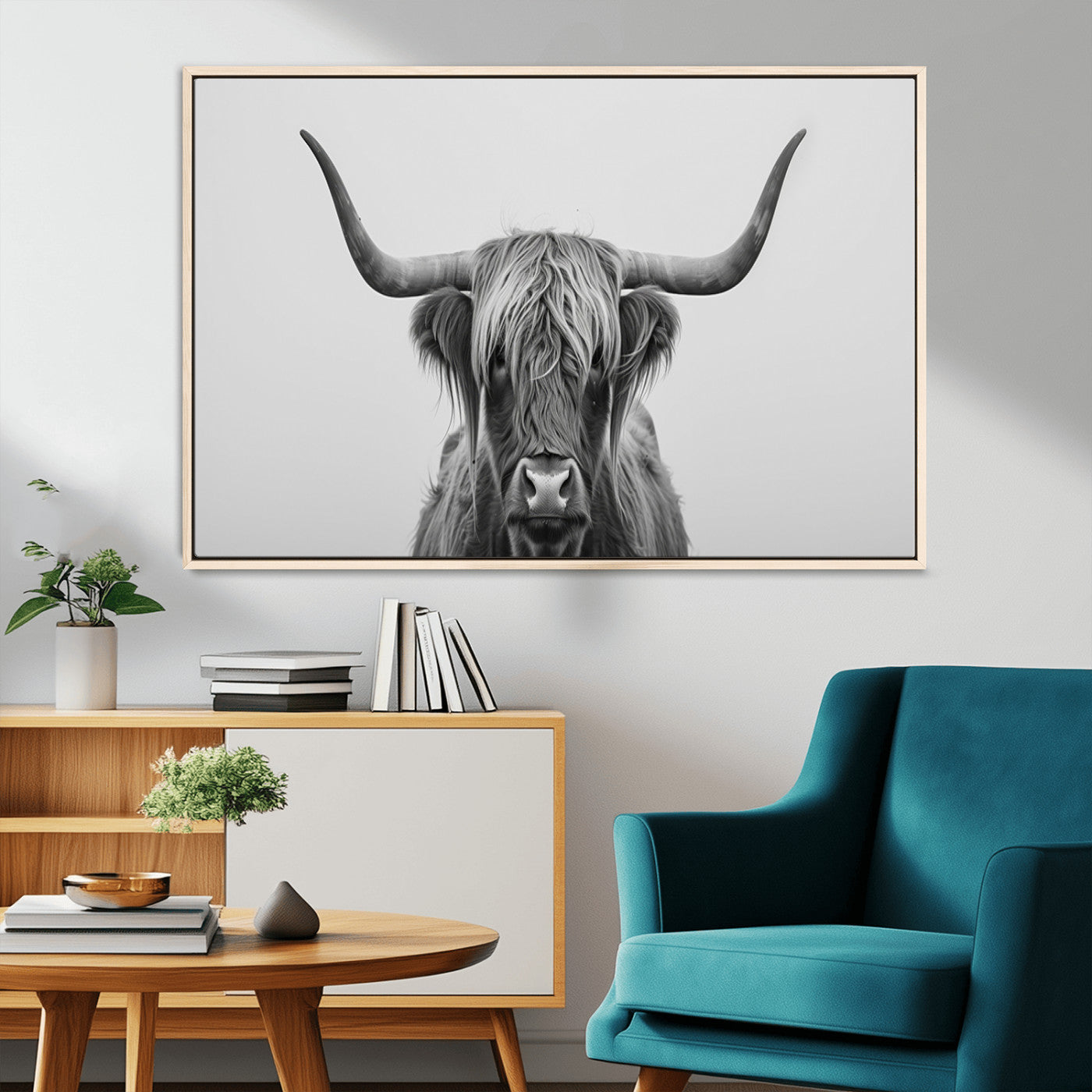 -Farmhouse Longhorn Wall Art Canvas Print, Longhorn Texas Wall Art Canvas Print