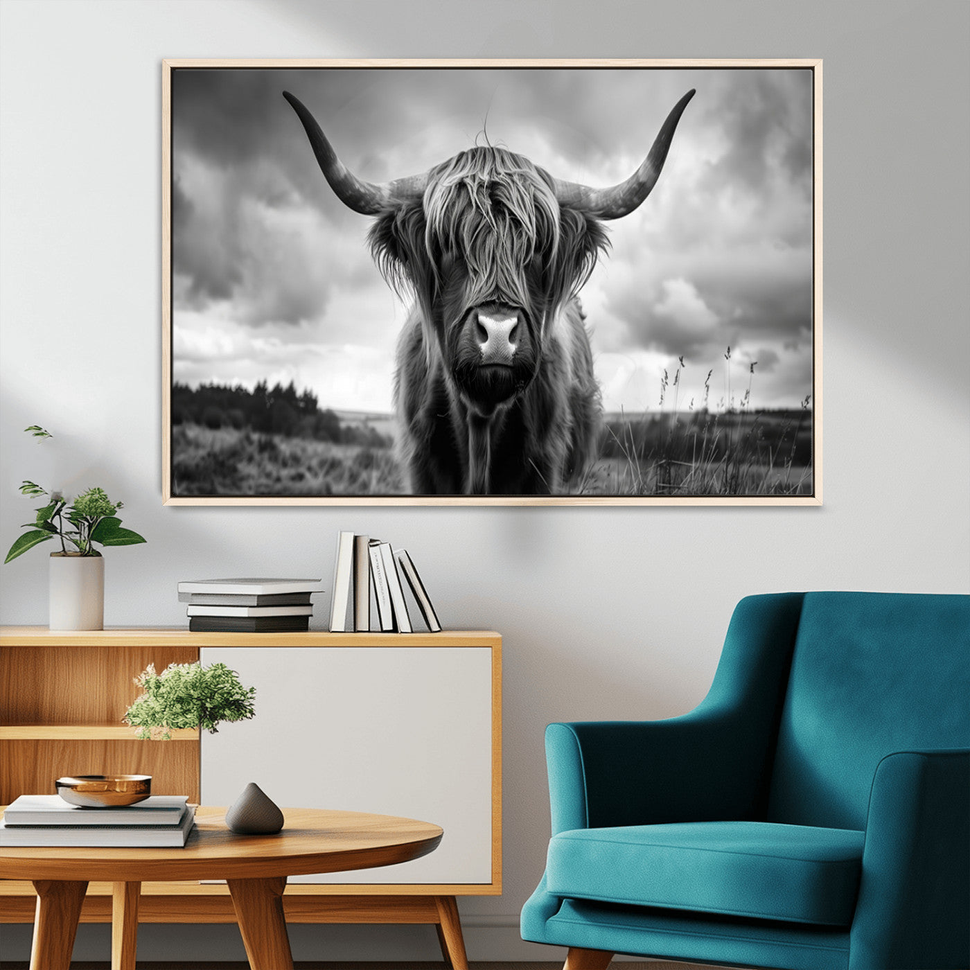 -Scottish Cow Wall Art Canvas Print | Longhorn Wall Art | Bighorn Animal Wall Art