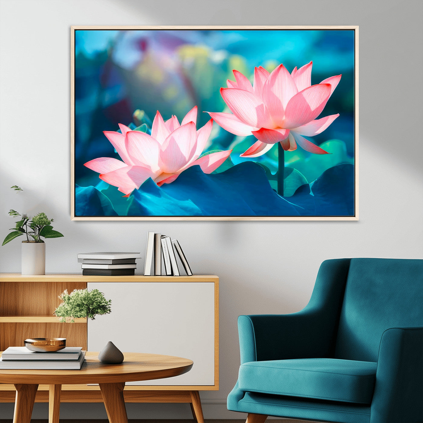 MGV-FC-36X24 - Pink Lotus Flower Canvas Wall Art | Vibrant Floral Wall Decor for Living Room, Office, or Bedroom | Large Botanical Art
