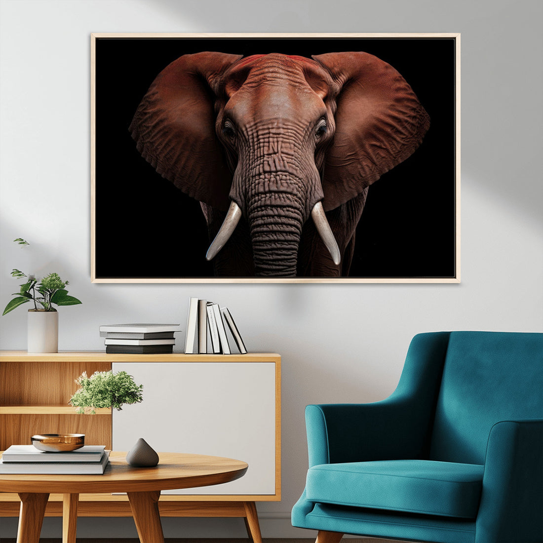Wild Elephant Wall Art Canvas Print, Africa Savannah Wild Animal Decor