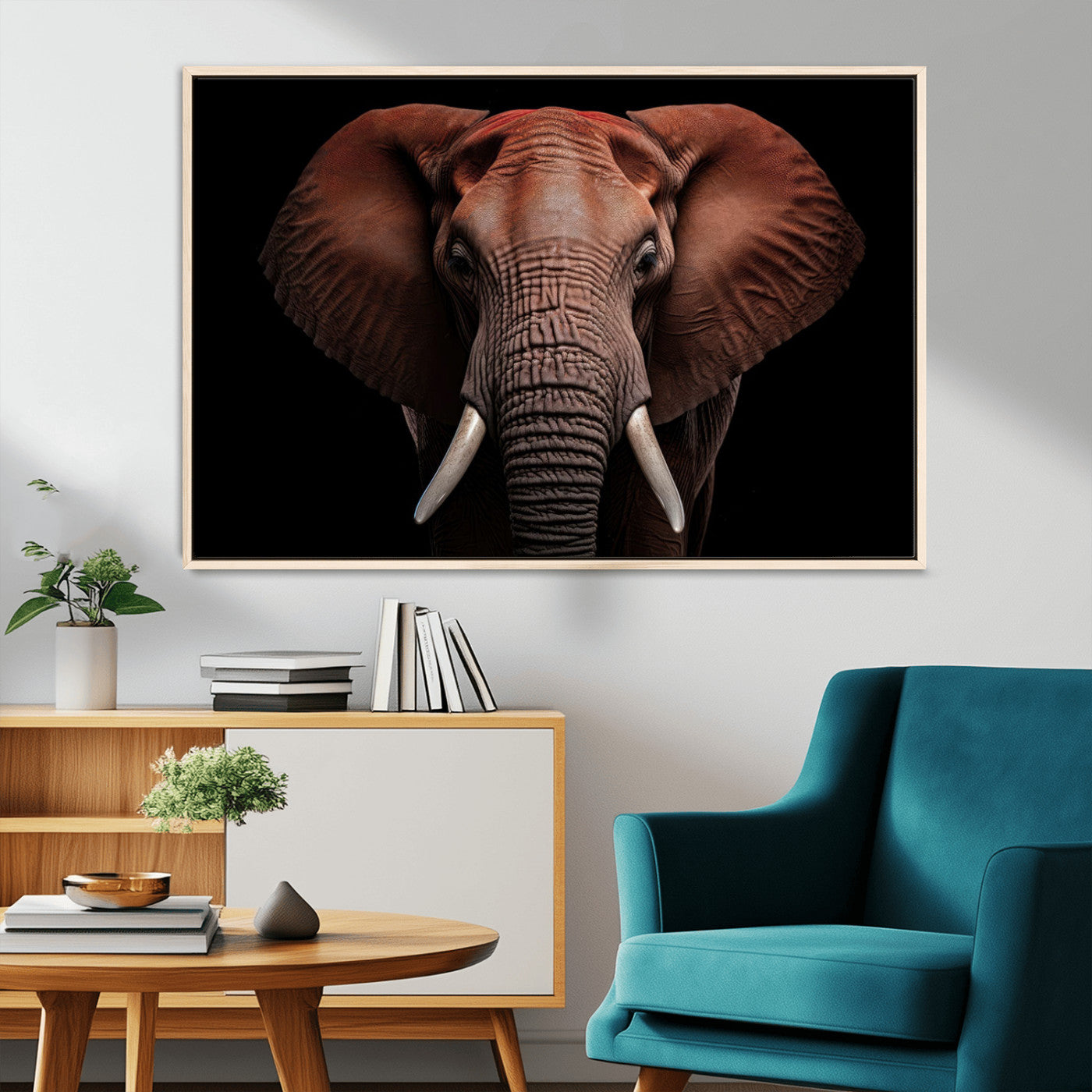 -Wild Elephant Wall Art Canvas Print, Africa Savannah Wild Animal Wall Decor Print