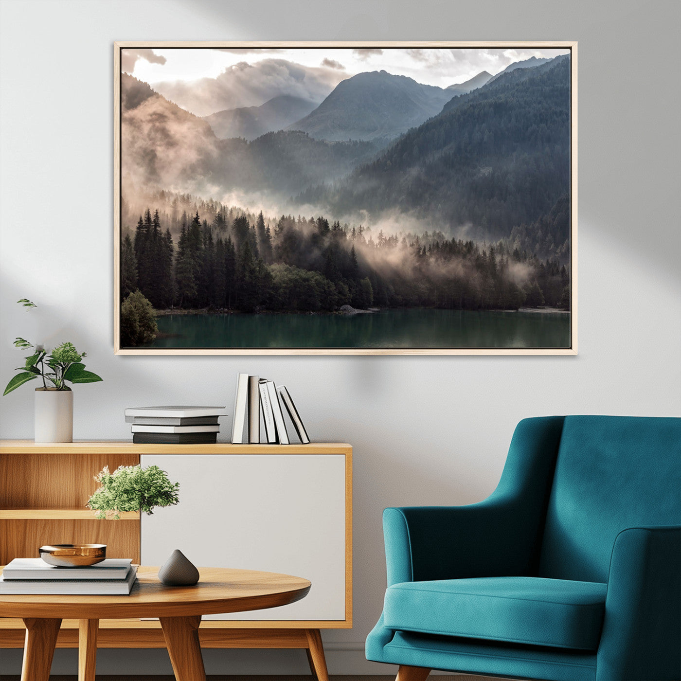 MGV-FC-36X24 - Foggy Mountain Canvas Print Forest Wall Art