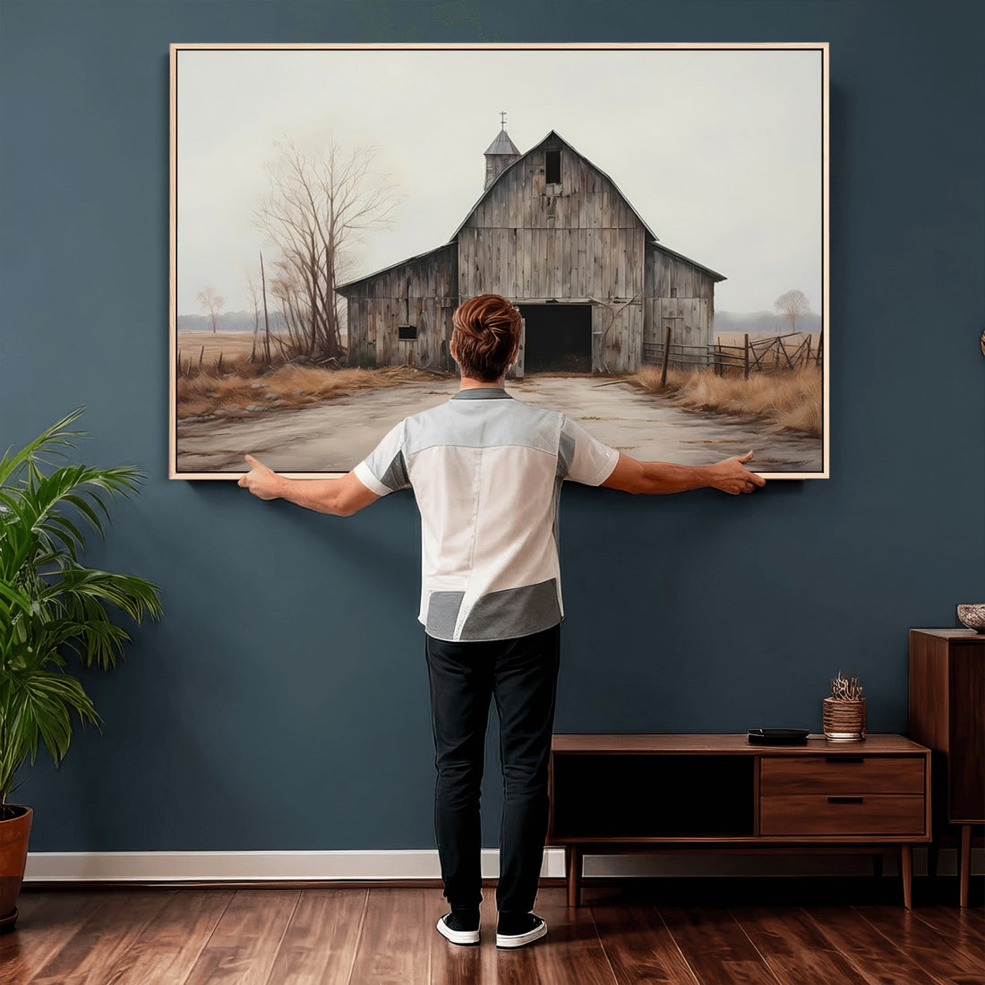 Farmhouse Rustic Barn Wall Art Canvas Print, Framed and Ready to Hang