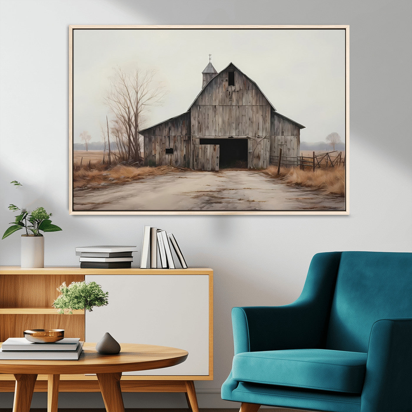 MGV-FC-36X24 - Farmhouse Rustic Barn Wall Art Canvas Print – Framed and Ready to Hang – Perfect Addition to Farmhouse Wall Décor