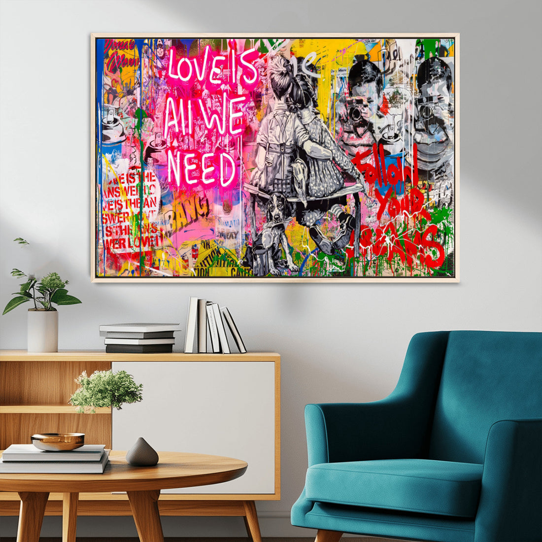 Follow Your Dreams & Love is All We Need Graffiti Street Art Canvas Print