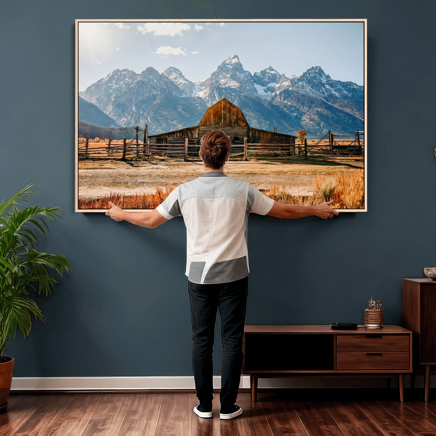 26513-MGV-CV-36X24 - Vintage Old Barn Field Wall Art Canvas Print for Farmhouse Decor - Rustic Barn Wall Art Canvas Print