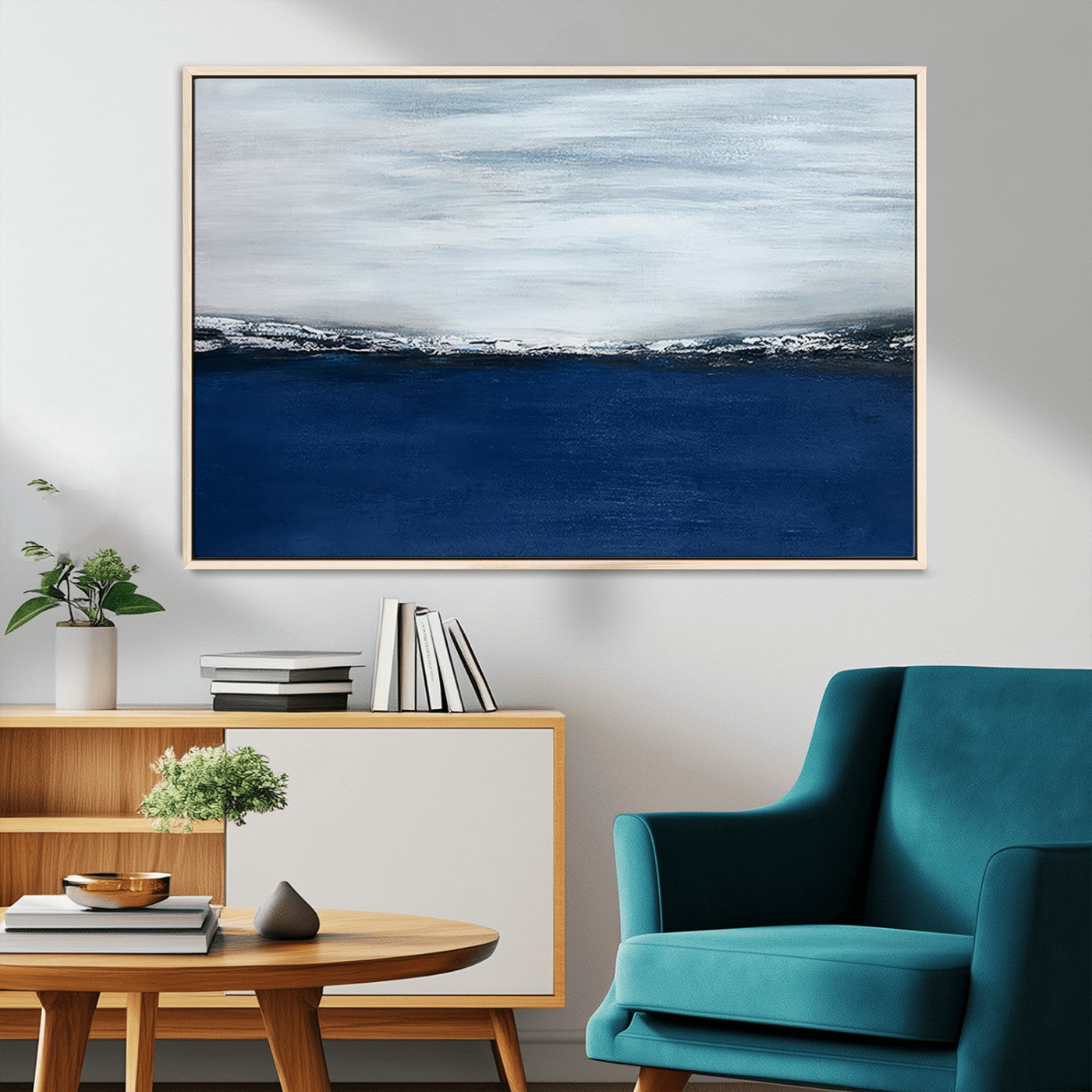 MGV-FC-36X24 - Navy Blue Abstract Wall Art Canvas Print