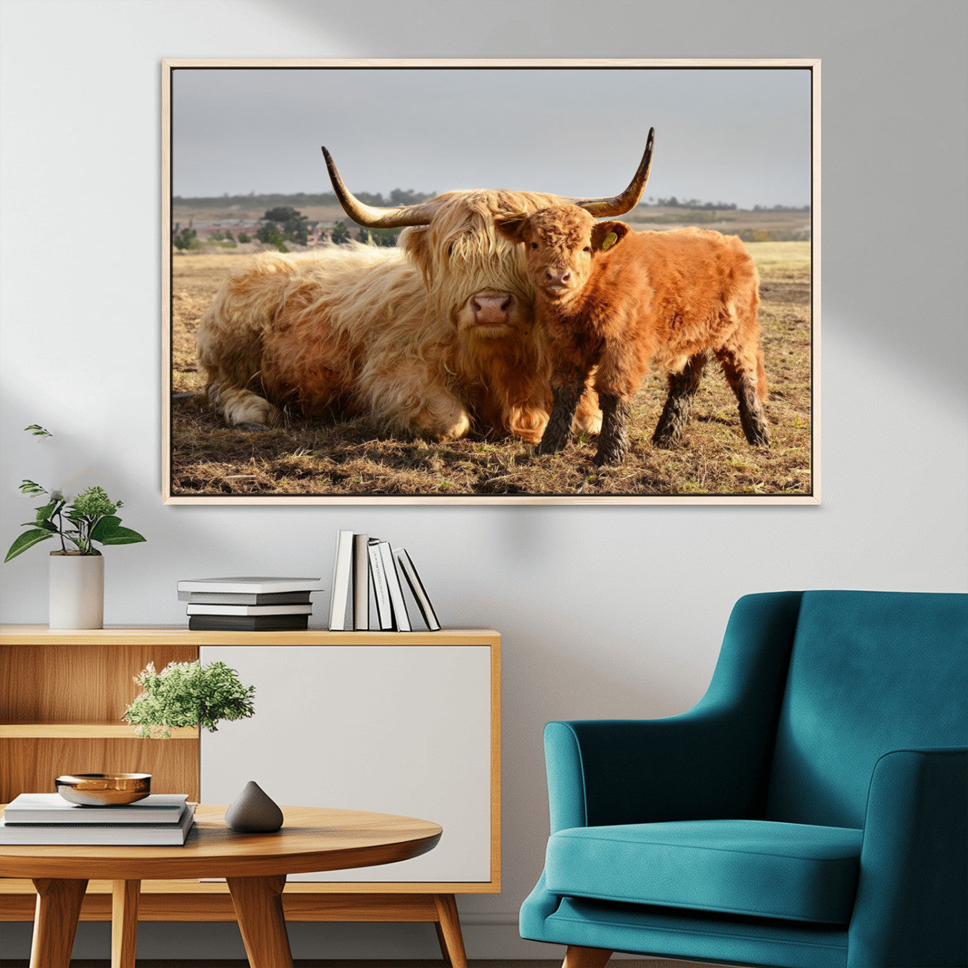 MGV-FC-36X24 - Highland Cow Canvas Wall Art Animal Print for Farm House Decor