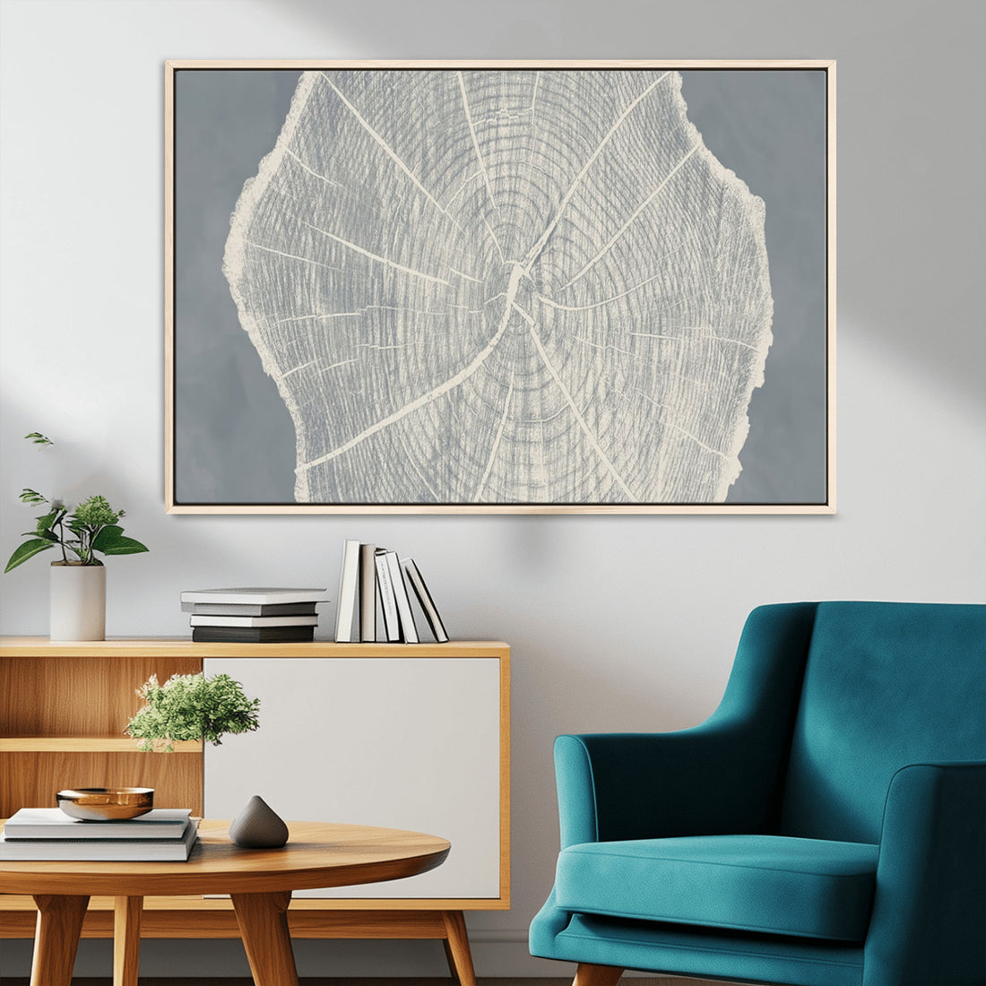 Abstract Tree Ring Wall Art Canvas Print, Framed and Ready to Hang