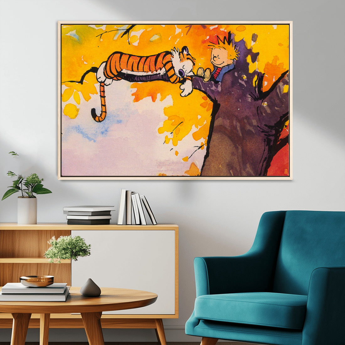 Calvin and Hobbes Tree Scene Canvas Print | 3 Panel Large Wall Art for Living Room or Kids Room