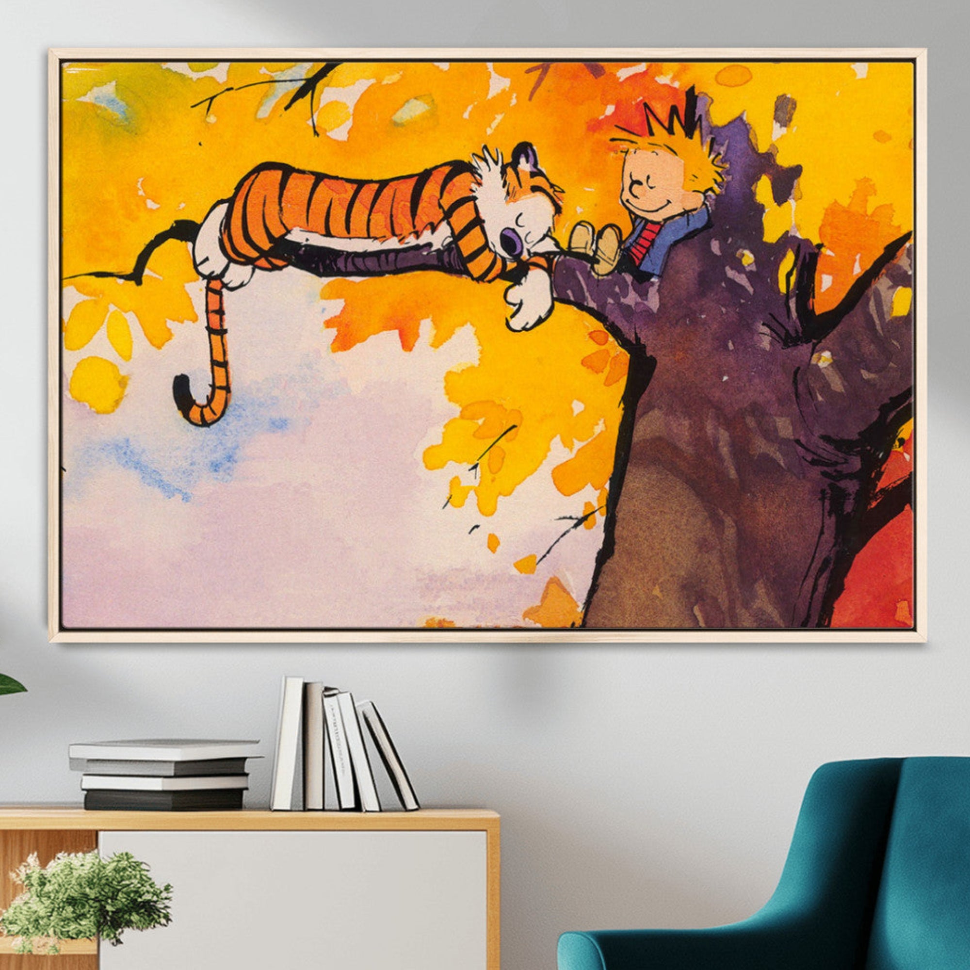 55145-MGV-CV-36X24-High-Quality Giclee Canvas Print – Framed Calvin Wall Art Stunning Modern Home Decor Artwork for Home, Office