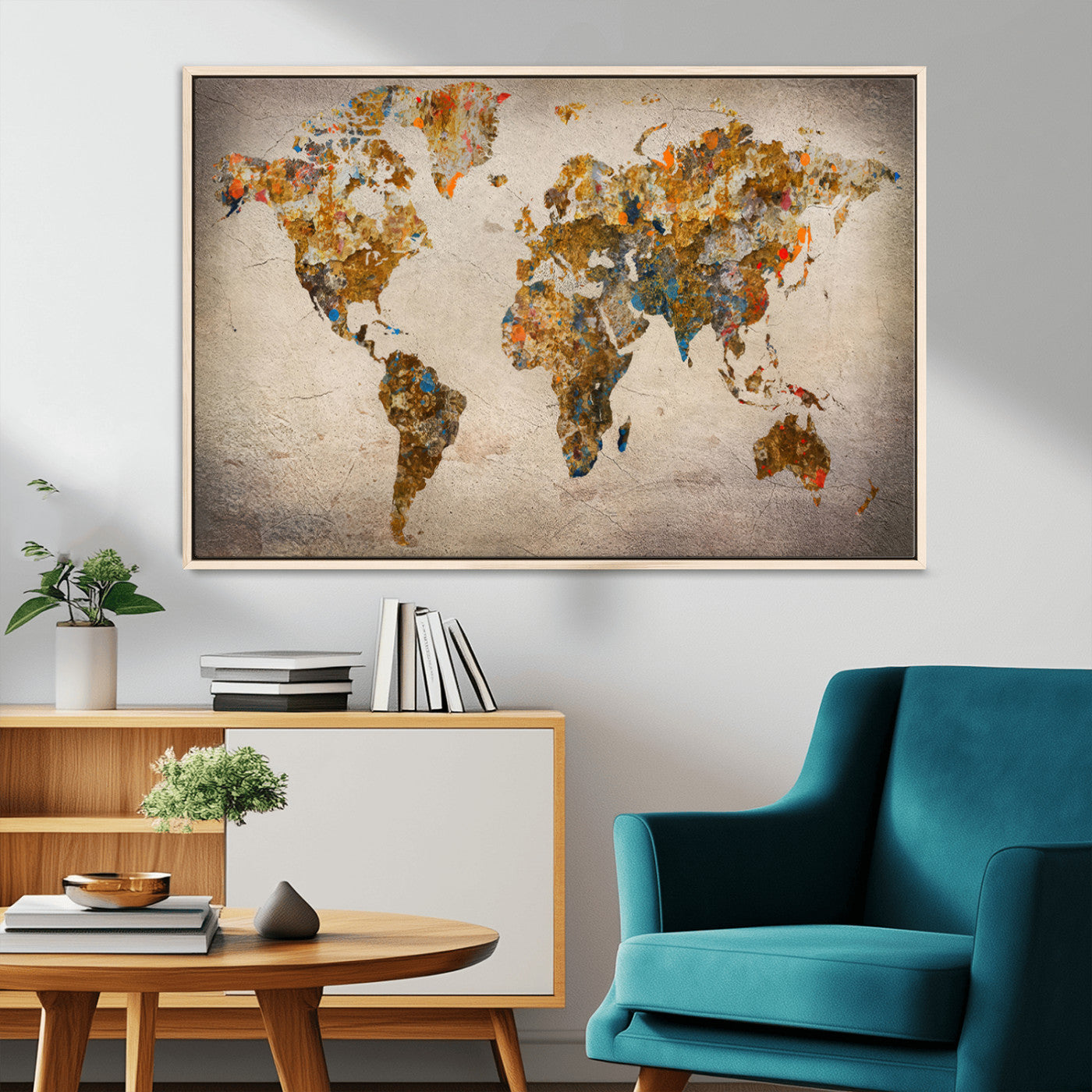 MGV-FC-36X24 - Push Pin World Map Canvas Print – Framed Wall Art for Couples to Track Their Travels – Anniversary