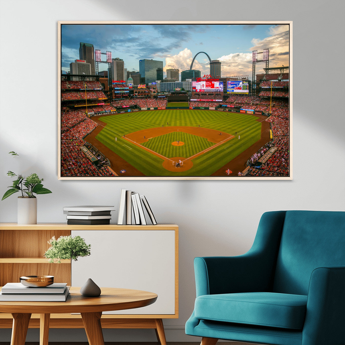 MGV-FC-36X24 - Busch Stadium Wall Art Print | St. Louis Cardinals Baseball Stadium Canvas Print | Framed Sports Decor for Living Room, Man Cave Decor