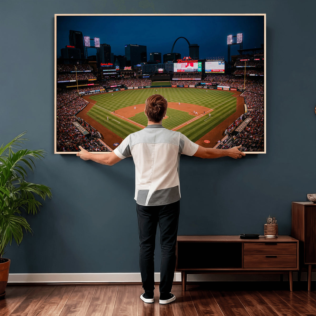 38612-MGV-CV-36X24 - St. Louis Cardinals Baseball Team Print - Busch Stadium Wall Art