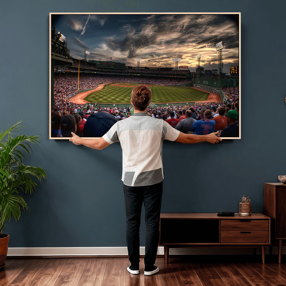 53432-MGV-CV-36X24 - Boston Red Sox Baseball Team Print, Massachusetts Fenway Park Stadium Wall Art Canvas Print