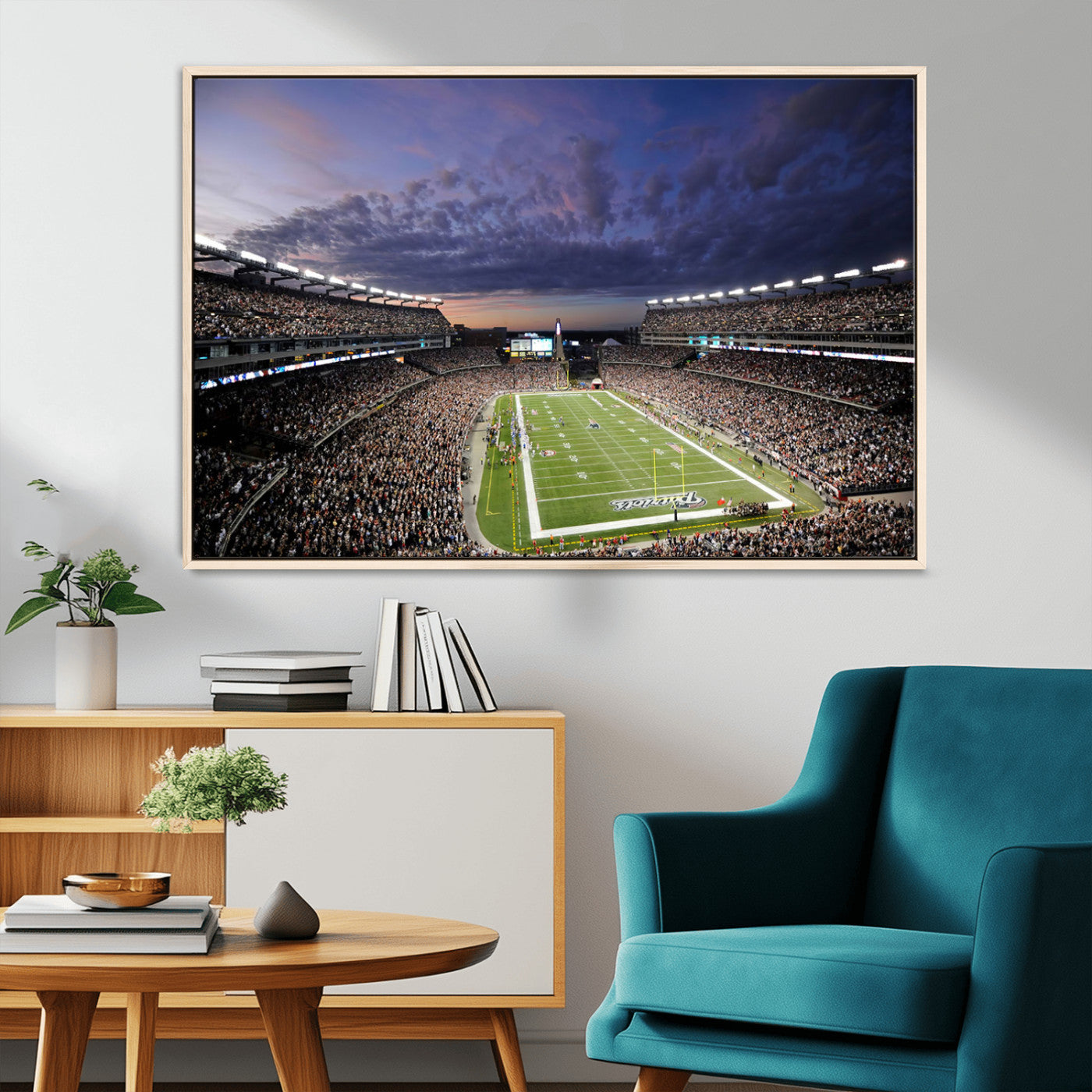 MGV-FC-36X24 - New England Patriots Football Team Print - Foxborough Gillette Stadium Wall Art Canvas Print