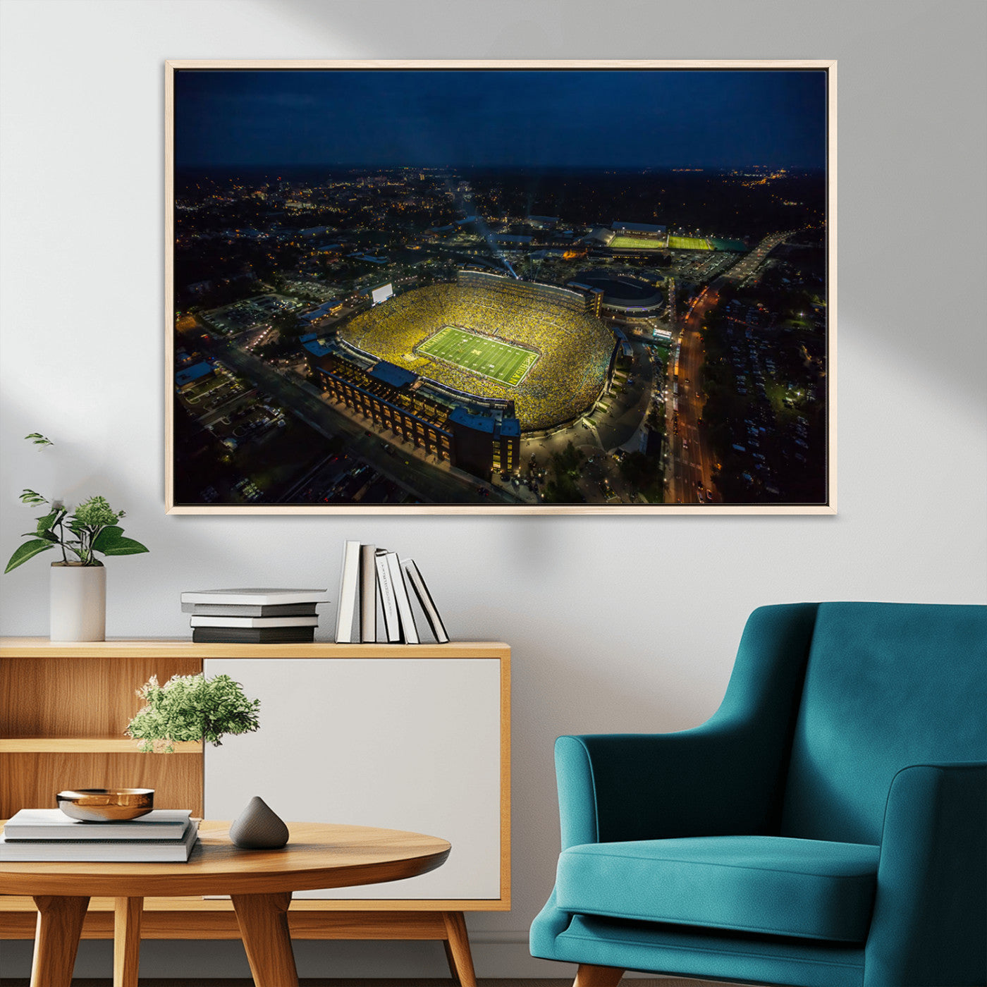 MGV-FC-36X24 - Michigan Wolverines Football Team Print - Michigan Stadium Wall Art Canvas Print