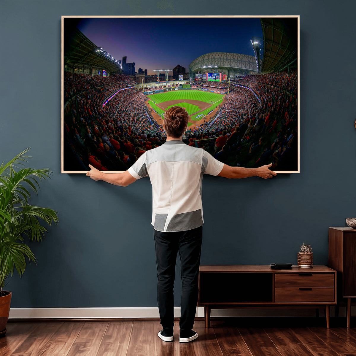 44322-MGV-CV-36X24 - Houston Astros Baseball Print Canvas, Houston Minute Maid Park Stadium Wall Art