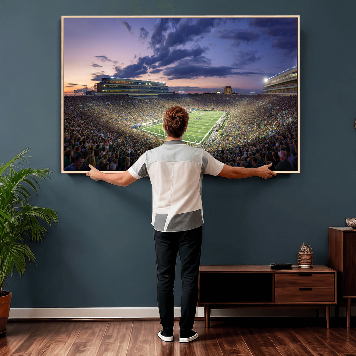 50825-MGV-CV-36X24 - Notre Dame Fighting Irish Football Team Print, Notre Dame Stadium Wall Art Canvas Print