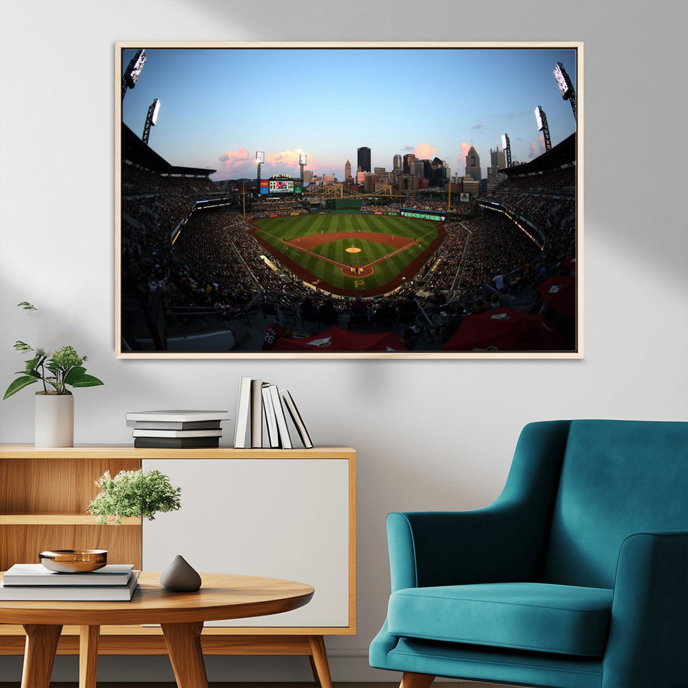 MGV-FC-36X24 - PNC Park Evening Game Triple Canvas Wall Art - Pittsburgh Pirates MLB Match - PNC Park Stadium Wall Art Canvas Print