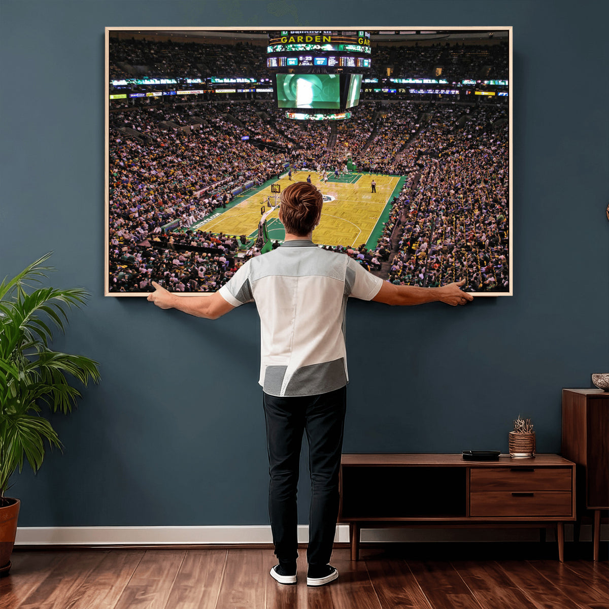 21705-MGV-CV-36X24 - TD Garden Basketball Canvas Wall Art | Boston Celtics Live Action