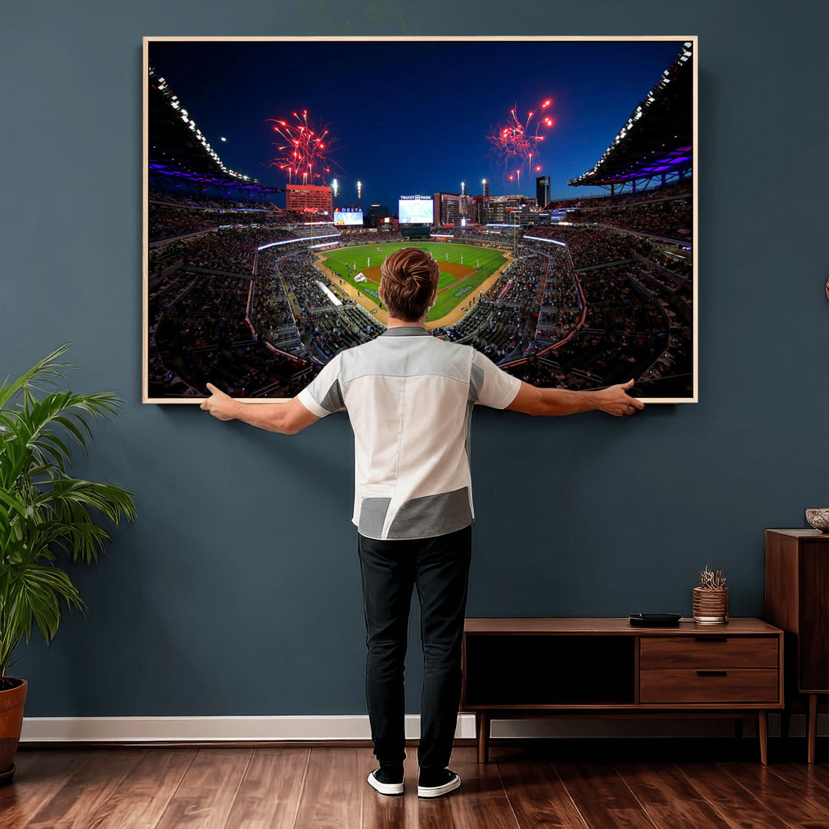 50582-MGV-CV-36X24 - Truist Park Atlanta Braves Baseball Stadium Wall Art Print | Large 3-Panel Canvas Print for Sports