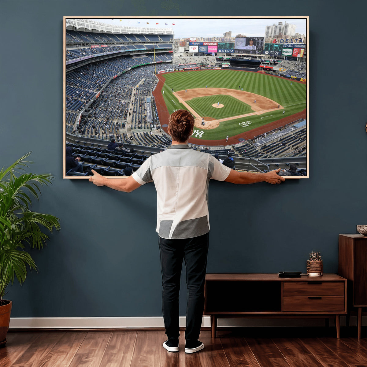 45784-MGV-CV-36X24 - New York Yankees Baseball Team Print, Yankee Stadium Wall Art Canvas Print