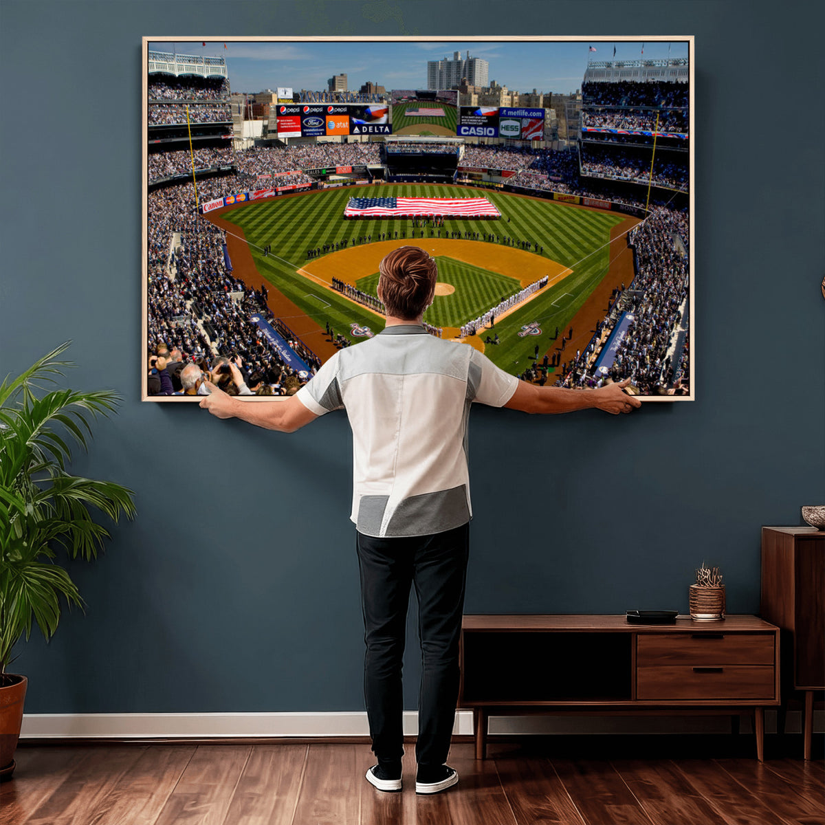 20879-MGV-CV-36X24 - Yankee Stadium New York Wall Art Print | 3-Panel Canvas Print of Yankees Baseball Stadium
