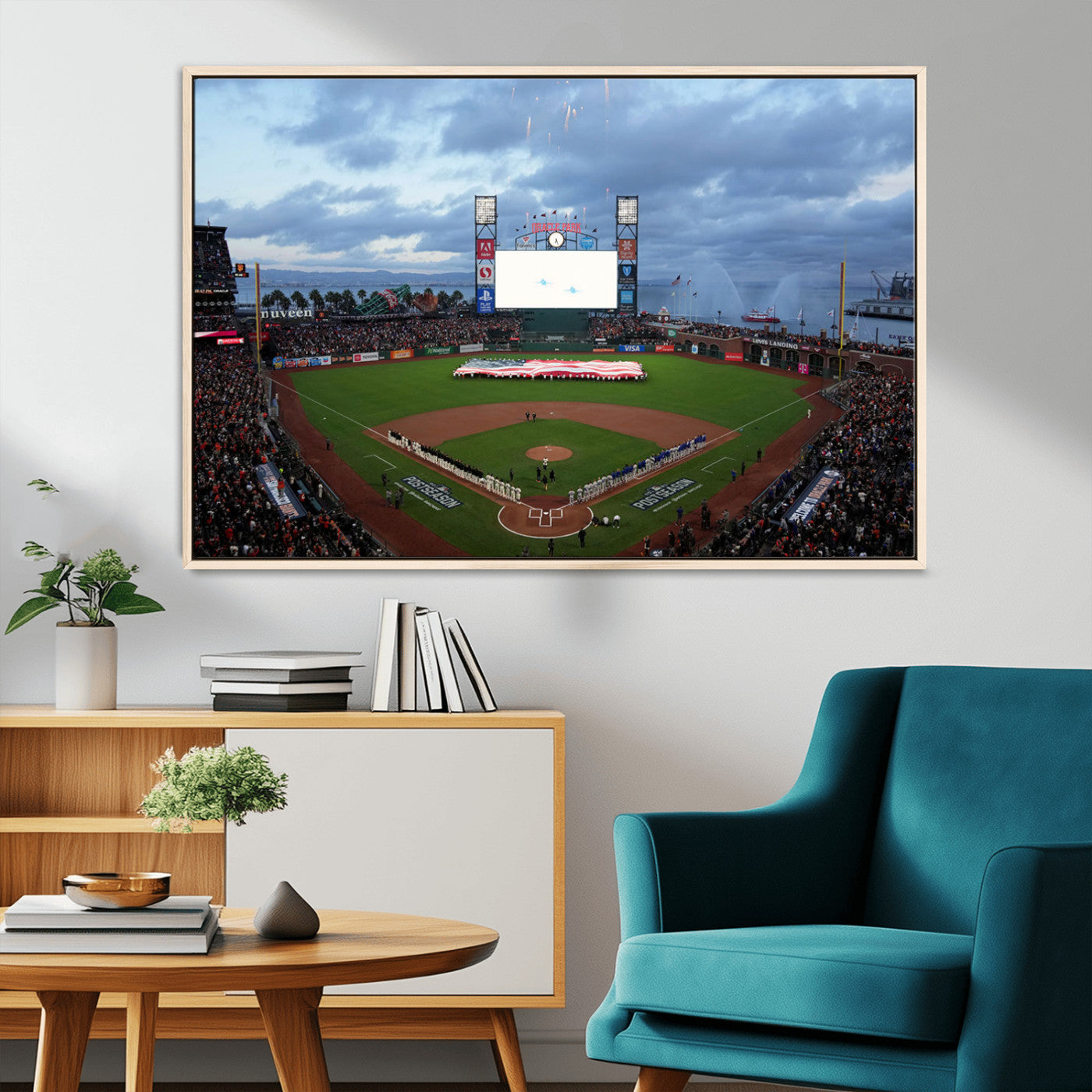 MGV-FC-36X24 - Oracle Park San Francisco Giants Wall Art | 3-Panel Canvas Print of Oracle Park Stadium | Large Framed Baseball Wall Decor | Ready-to-Hang MLB Canvas Print