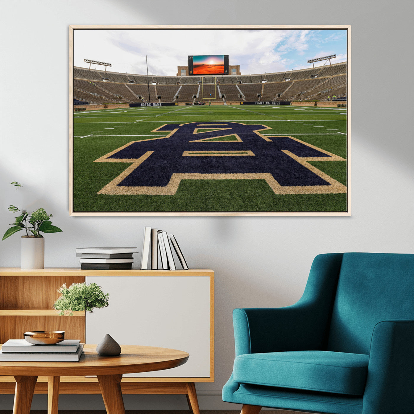 MGV-FC-36X24 - Notre Dame Stadium Giclee Canvas Print | Triptych Wall Art Featuring Iconic Notre Dame Football Field | Ready-to-Hang Sports Stadium Decor