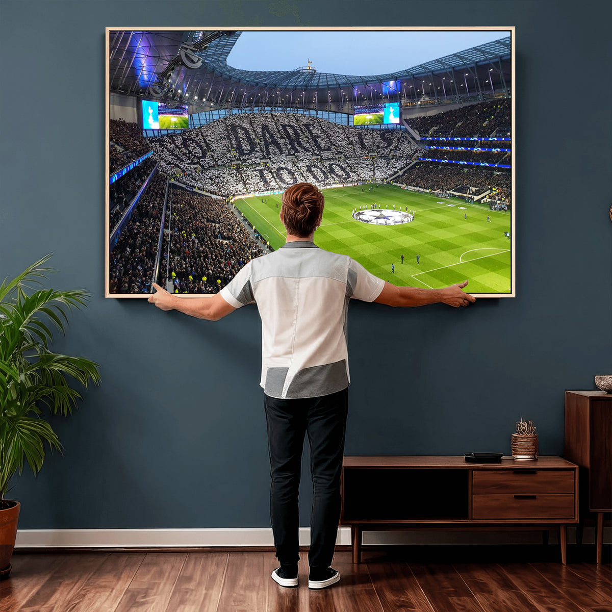 38765-MGV-CV-36X24 - Tottenham Hotspur Stadium Canvas Print, Match Day Triple Canvas Wall Art