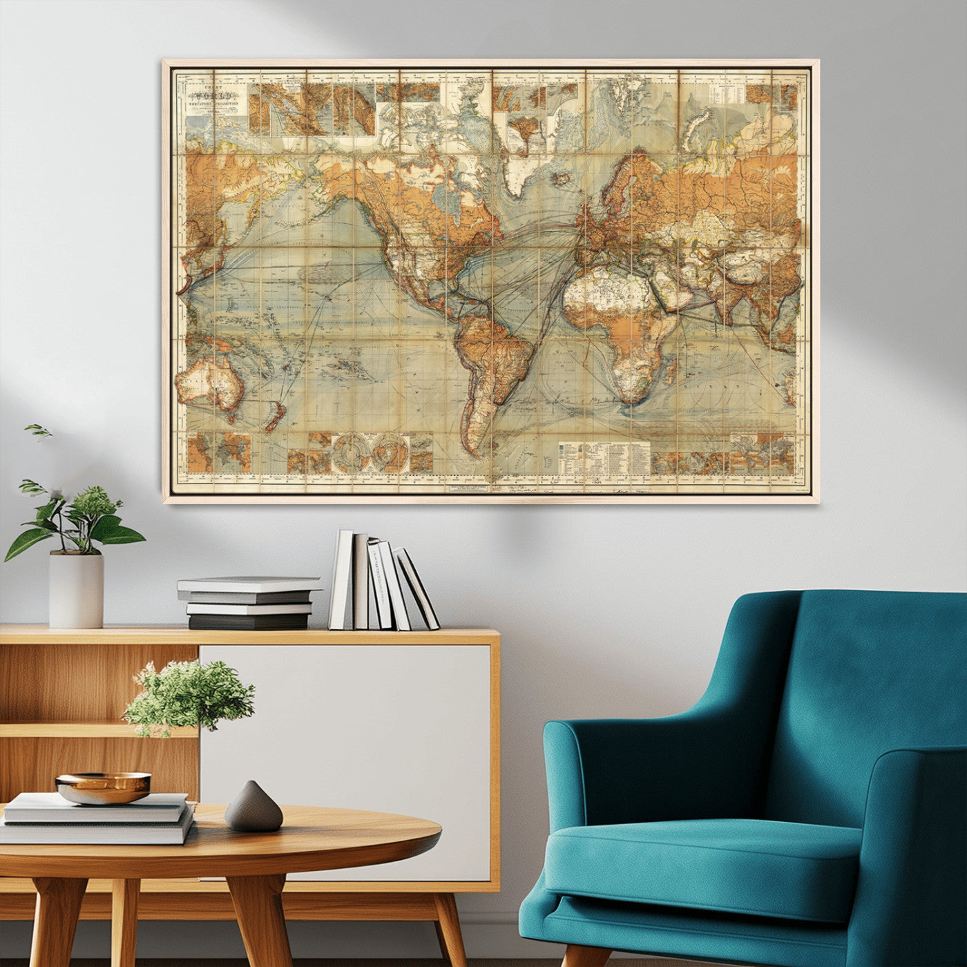 MGV-FC-36X24 - Push Pin World Map Canvas Print – Framed Wall Art for Couples to Track Their Travels – Anniversary