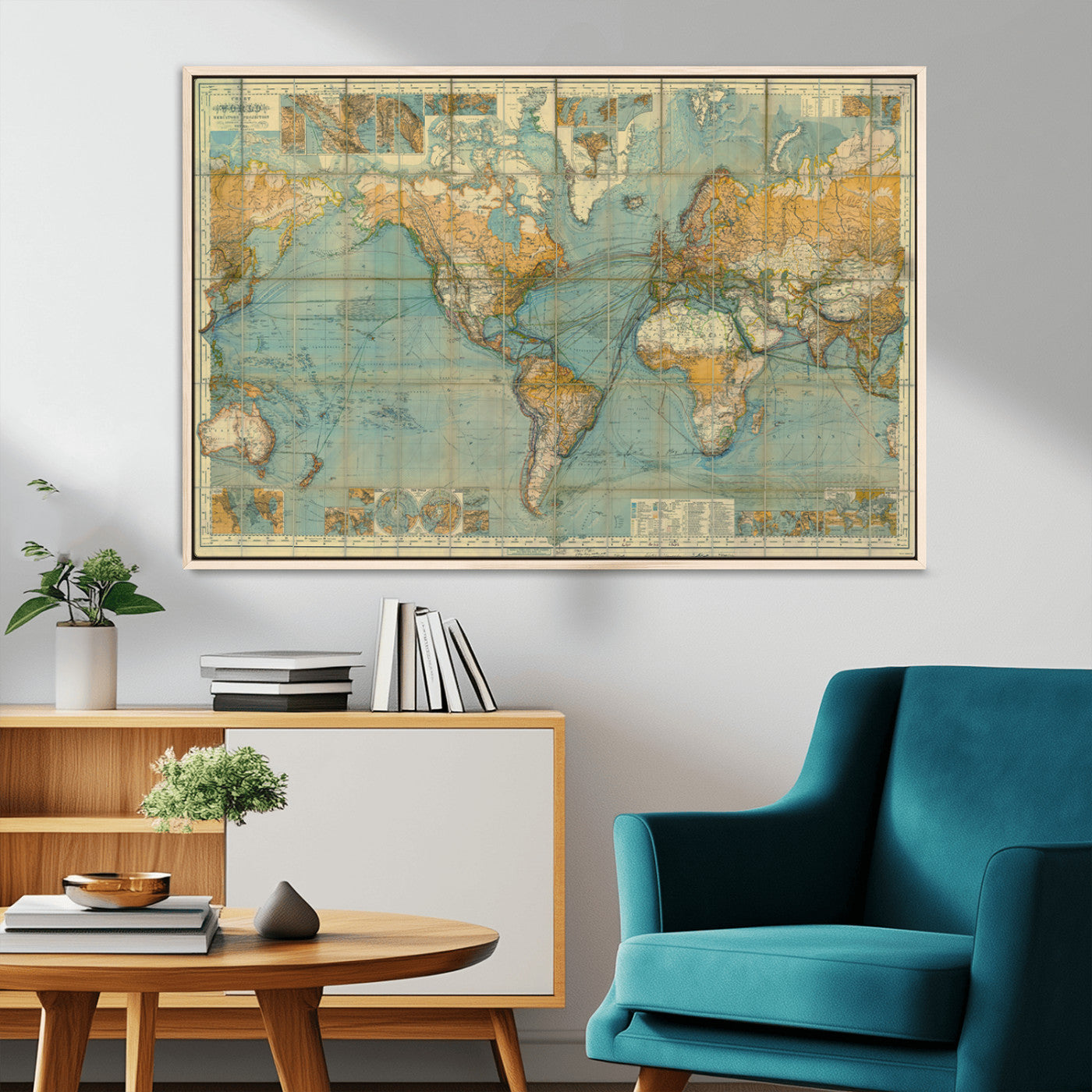 MGV-FC-36X24 - Push Pin World Map Canvas Print – Framed Wall Art for Couples to Track Their Travels – Anniversary