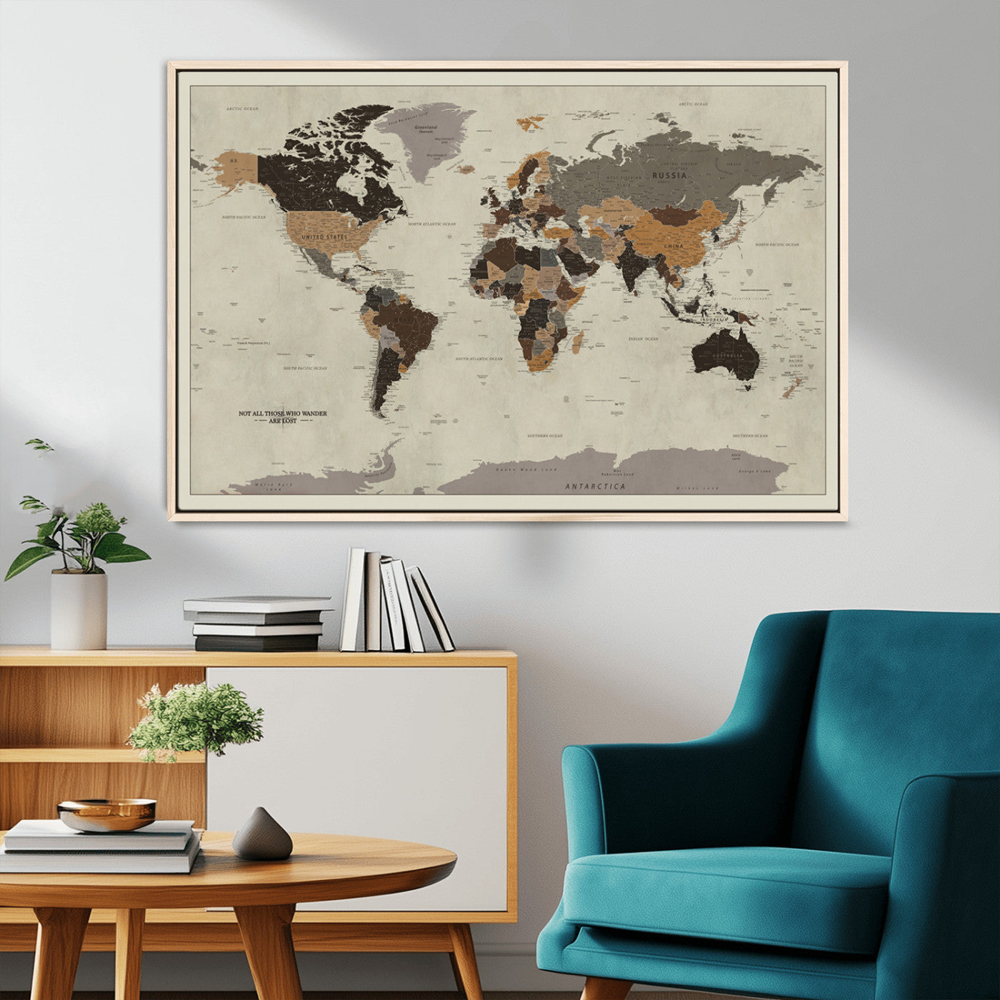 MGV-FC-36X24 - Push Pin World Map Canvas Print – Framed Wall Art for Couples to Track Their Travels – Anniversary