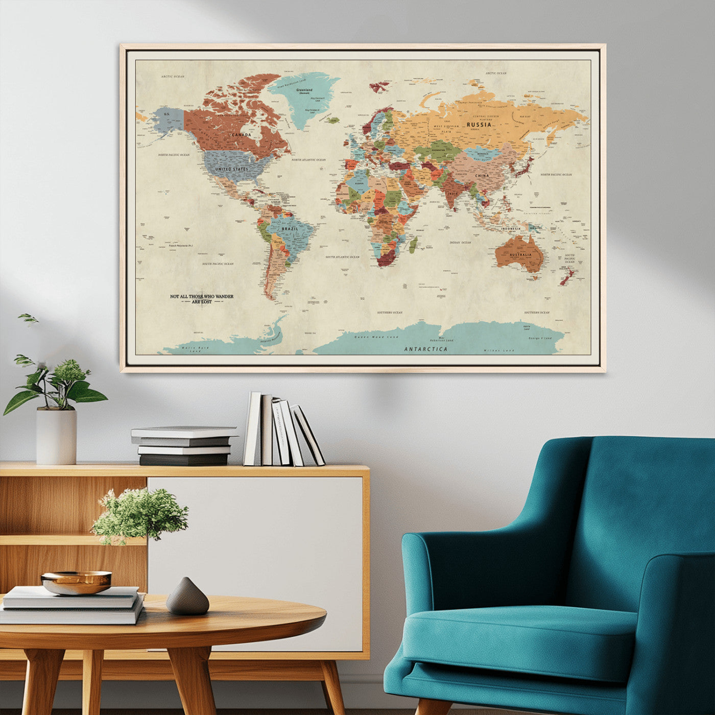 MGV-FC-36X24 - Push Pin World Map Canvas Print – Framed Wall Art for Couples to Track Their Travels – Anniversary