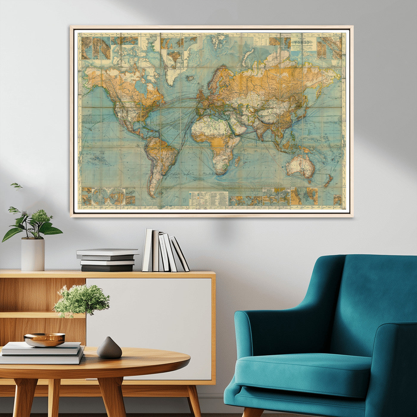 MGV-FC-36X24 - Push Pin World Map Canvas Print – Framed Wall Art for Couples to Track Their Travels – Anniversary