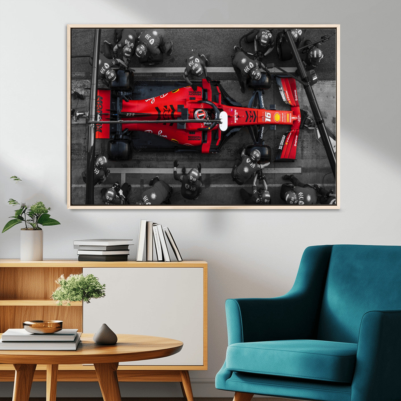MGV-FC-36X24 - Ferrari Pit Stop Canvas Wall Art – Precision and Speed Captured in Bold Motorsport Imagery – Ready
