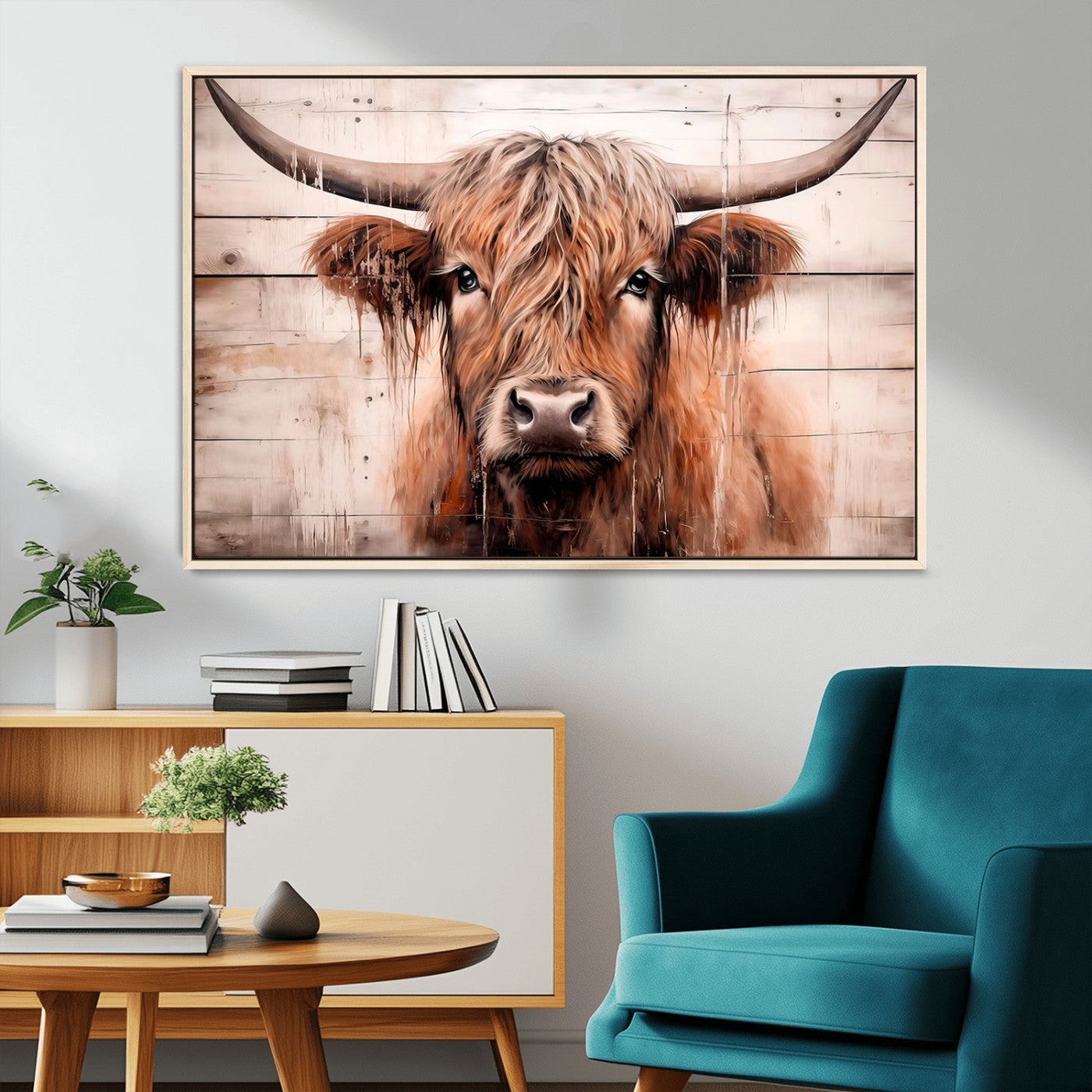MGV-FC-36X24 - Vintage Scottish Highland Cow Cattle Art Print Farmhouse Wall Art Canvas Print