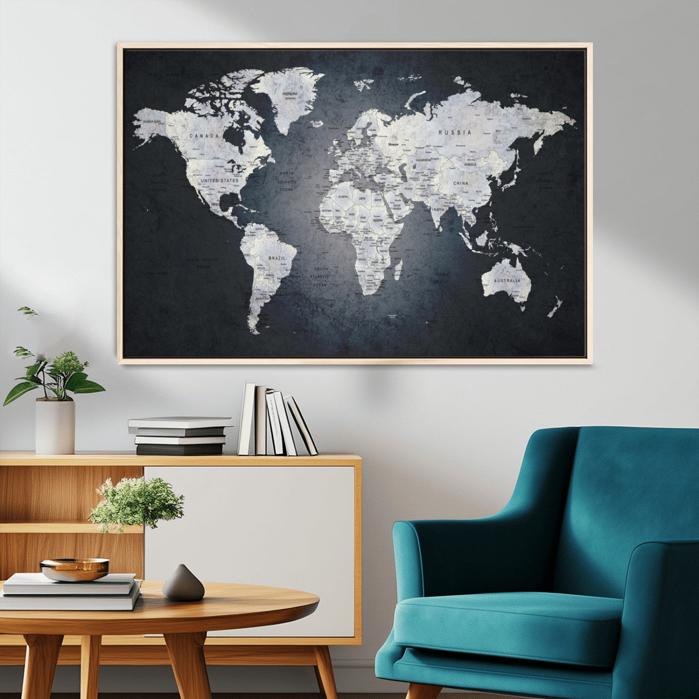 MGV-FC-36X24 - World Map Wall Art Canvas Print for Home and Office Decor